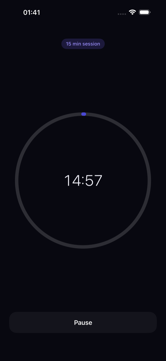 Active focus session counting down